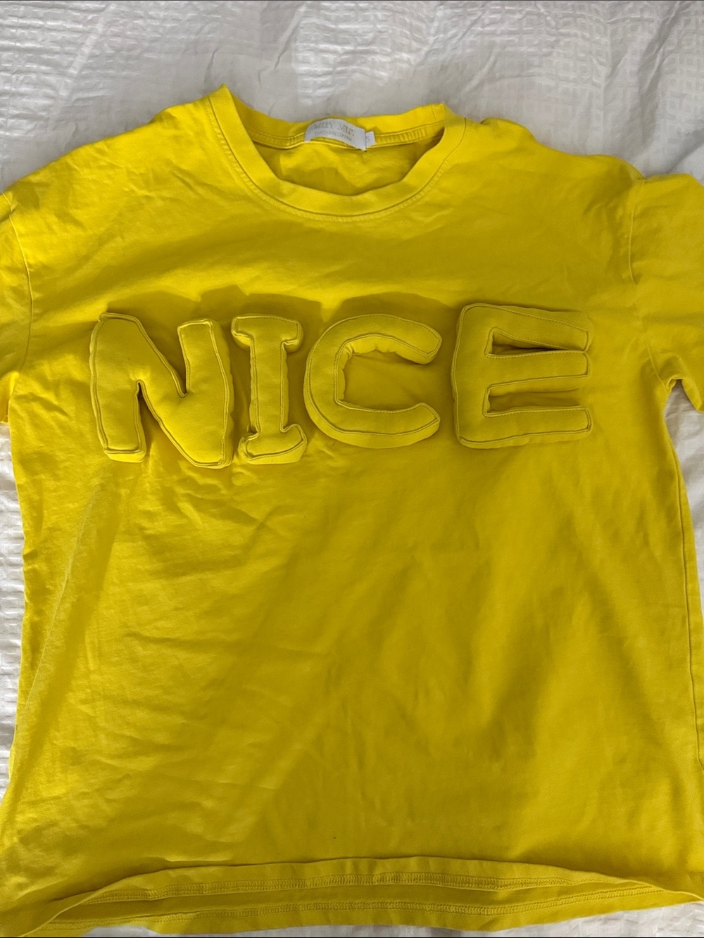Yellow 'NICE' Puff Letter Tee